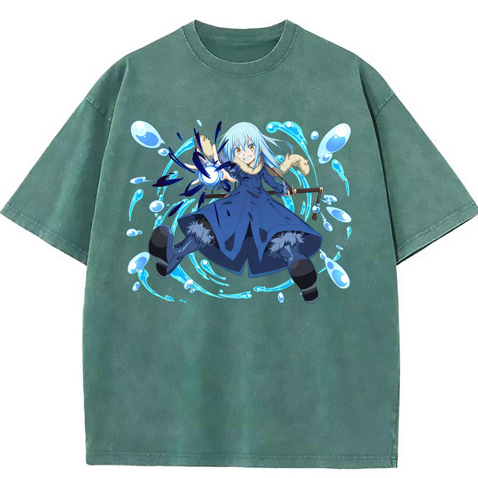（画像用） 転スラ Regarding Reincarnated to Slime 綿100% ヴィンテージ風 半袖Tシャツ（フロントプリント）
